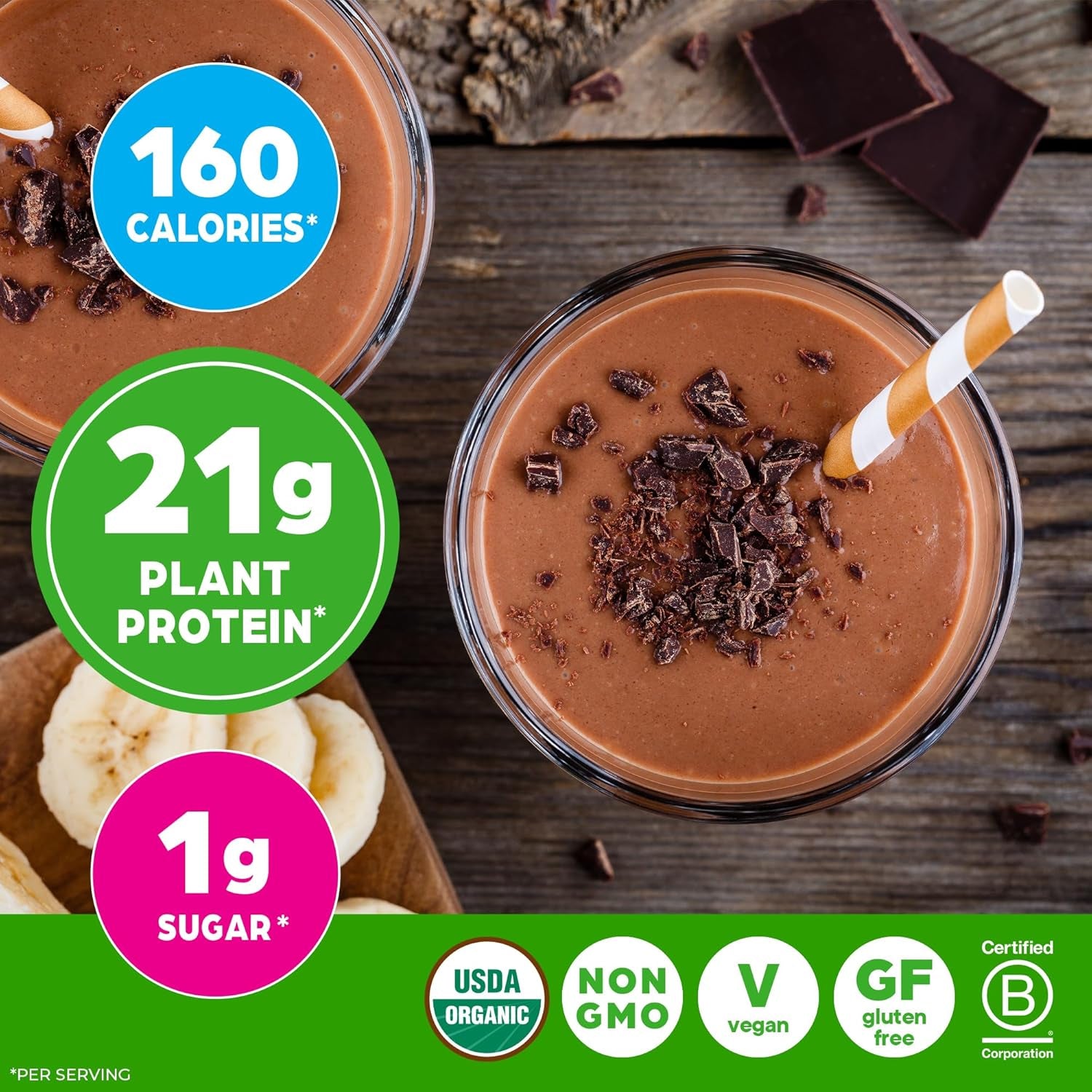 Organic Vegan Protein + 50 Superfoods Powder, Creamy Chocolate Fudge - 21G Plant Based Protein