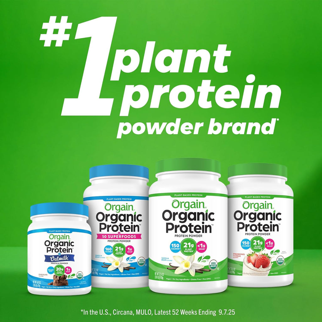 Organic Vegan Protein + 50 Superfoods Powder, Creamy Chocolate Fudge - 21G Plant Based Protein